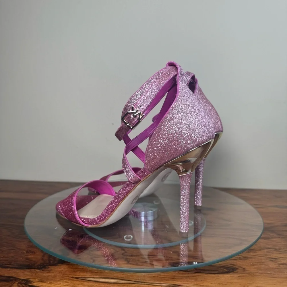 Michael Kors Astrid Glitter Fuchsia Heeled Sandal